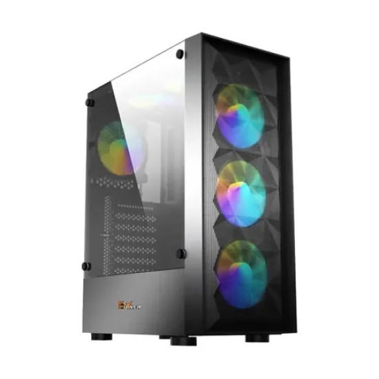 PC Power Wind Fury Mesh Mid Tower ATX Gaming Casing with Power Supply