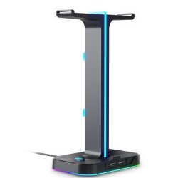 Havit TH650 RGB Headphone Stand with Dual Hanger & 2 USB Ports Havit TH650 RGB Headphone Stand with Dual Hanger & 2 USB Ports