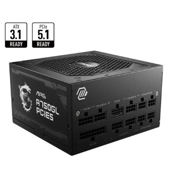 MSI MAG A750GL PCIE5 750W 80 Plus Gold Full Modular Power Supply MSI MAG A750GL PCIE5 750W 80 Plus Gold Full Modular Power Supply